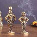 Pure Brass Vitthal Rukmini (Pandurangan Ruckhmai) Pair | 7" x 3" x 1.5" (17.8 x 7.6 x 3.8 cm) | 1.25 kg Sacred Art | Divine Couple